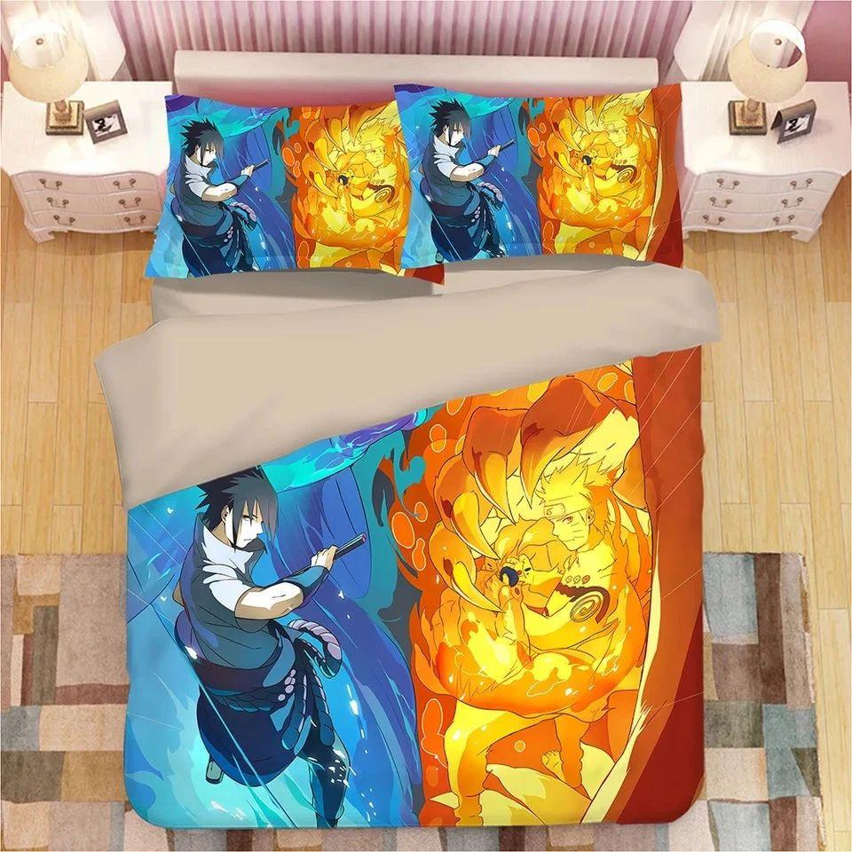 Housse De Couette Naruto Uzumaki Naruto Et Sasuke Parure de lit Ensemble De Literie