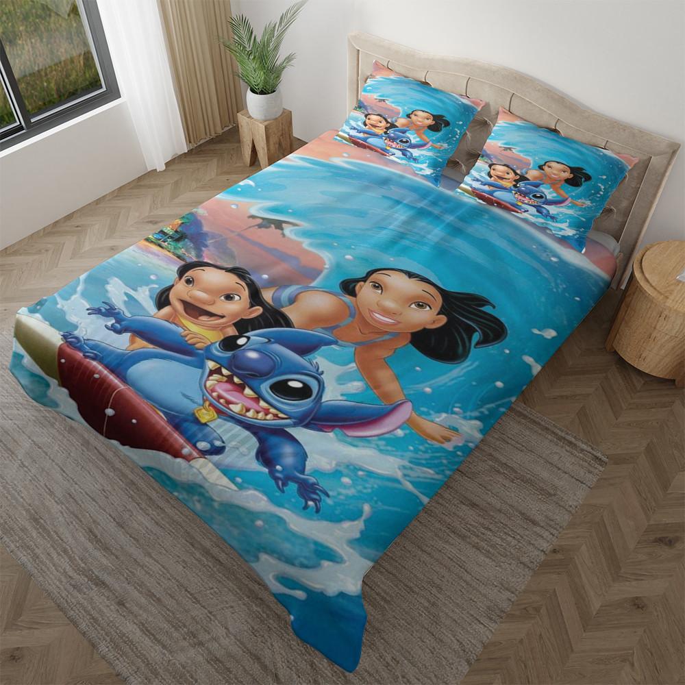 Parure de lit Disney Lilo et Stitch Plage d'été Housse De Couette Ensemble De Literie Parure de lit Disney Lilo et Stitch Plage d'été Housse De Couette Ensemble De Literie