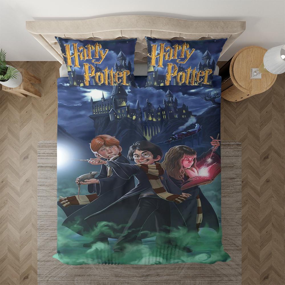 Parure de lit Harry Potter, Harry Potter Ron Weasley Hermione Granger Housse De Couette Ensemble De Literie
