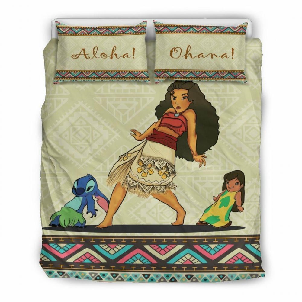 Parure de lit Lilo et Stitch Disney, Moana Disney, Ohana et Moana Housse De Couette Ensemble De Literie