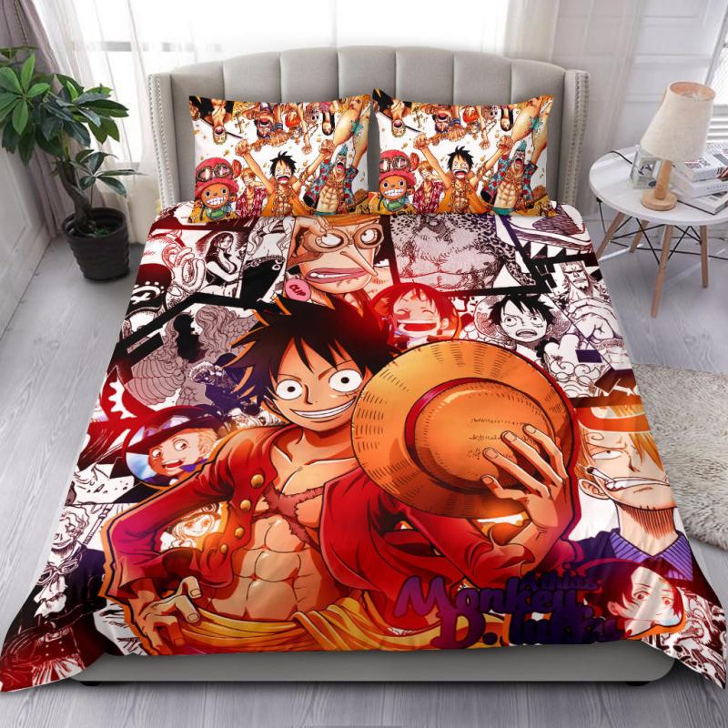 Parure de lit One Piece Monkey D.Luffy et ses amis Housse De Couette Ensemble De Literie Parure de lit One Piece Monkey D.Luffy et ses amis Housse De Couette Ensemble De Literie