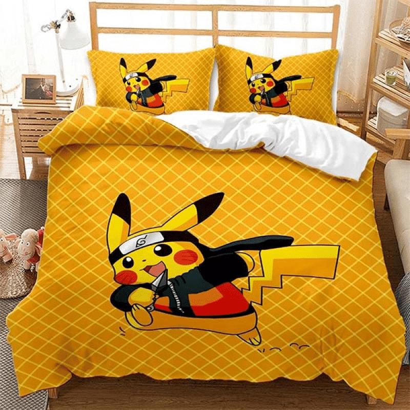 Parure de lit Pokémon Pikachu Personnages Naruto Cosplay Housse De Couette Ensemble De Literie Parure de lit Pokémon Pikachu Personnages Naruto Cosplay Housse De Couette Ensemble De Literie