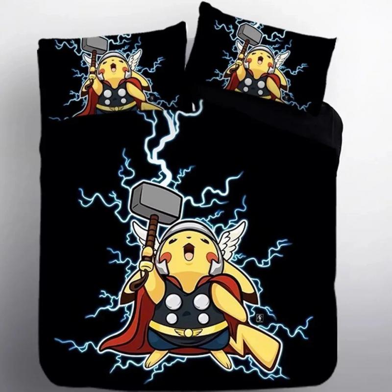 Parure de lit Pokemon Pikachu Thor Housse De Couette Ensemble De Literie Parure de lit Pokemon Pikachu Thor Housse De Couette Ensemble De Literie