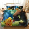 Parure de lit Pokémon Pikachu et Krokmou Housse De Couette Ensemble De Literie