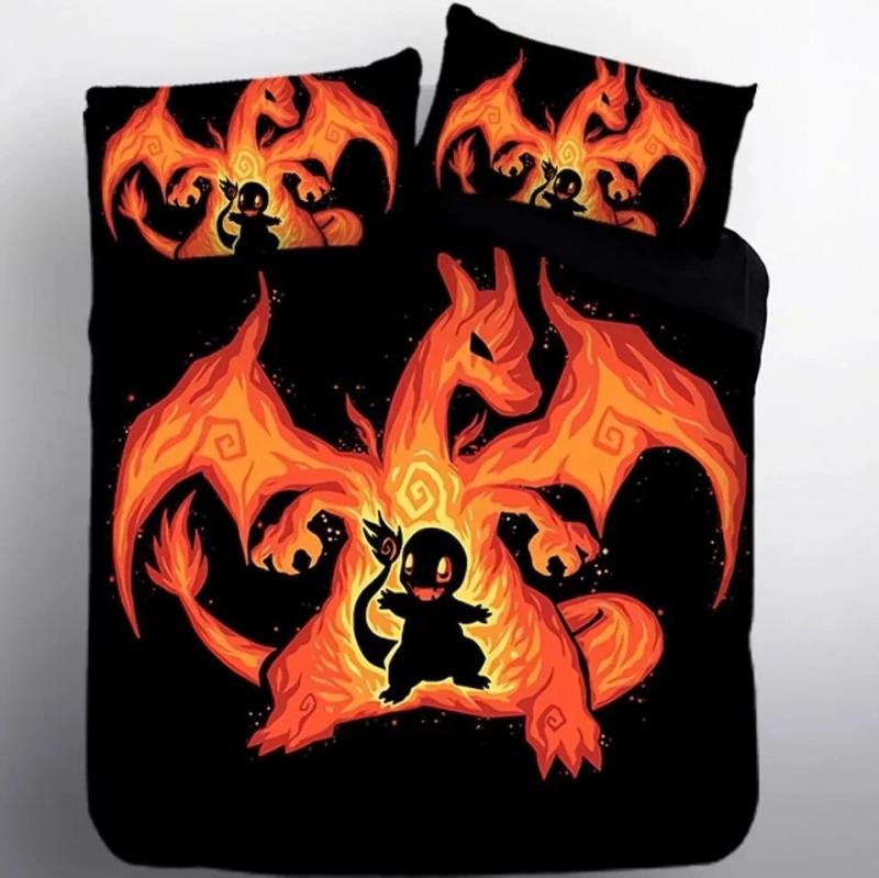 Parure de lit Pokemon Salamèche 2 Housse De Couette Ensemble De Literie