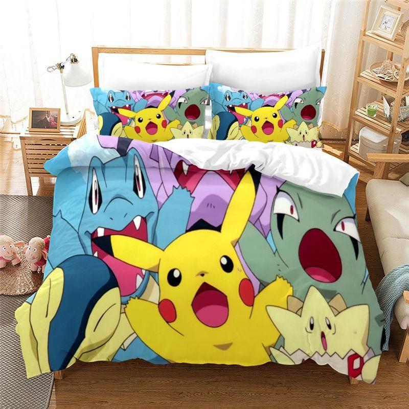 Parure de lit Pokémon en liesse Housse De Couette Ensemble De Literie Parure de lit Pokémon en liesse Housse De Couette Ensemble De Literie