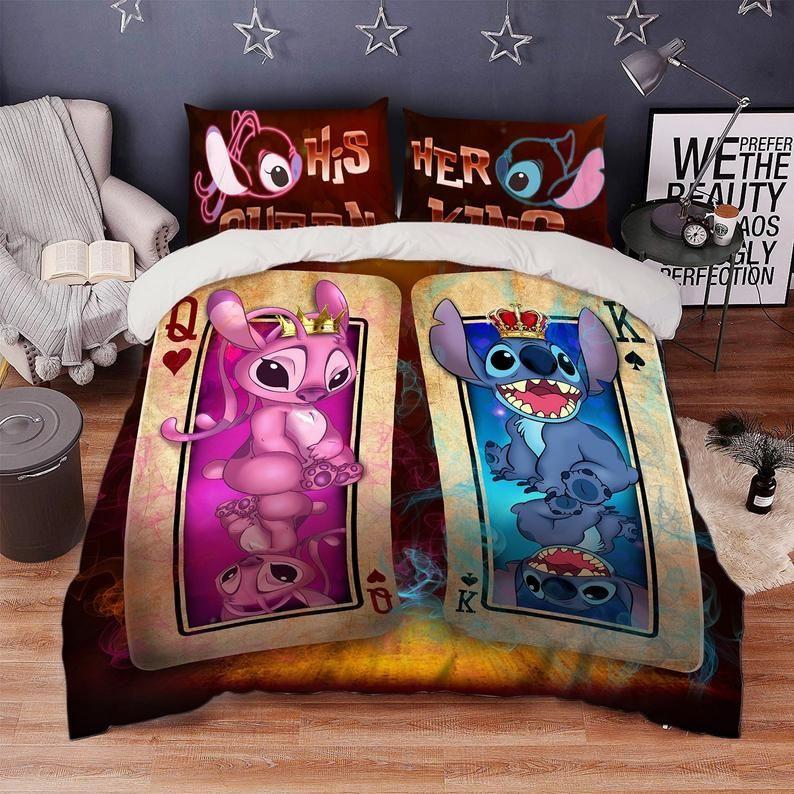 Parure de lit Son roi sa reine Stitch et Angela Couple Disney Housse De Couette Ensemble De Literie Parure de lit Son roi sa reine Stitch et Angela Couple Disney Housse De Couette Ensemble De Literie