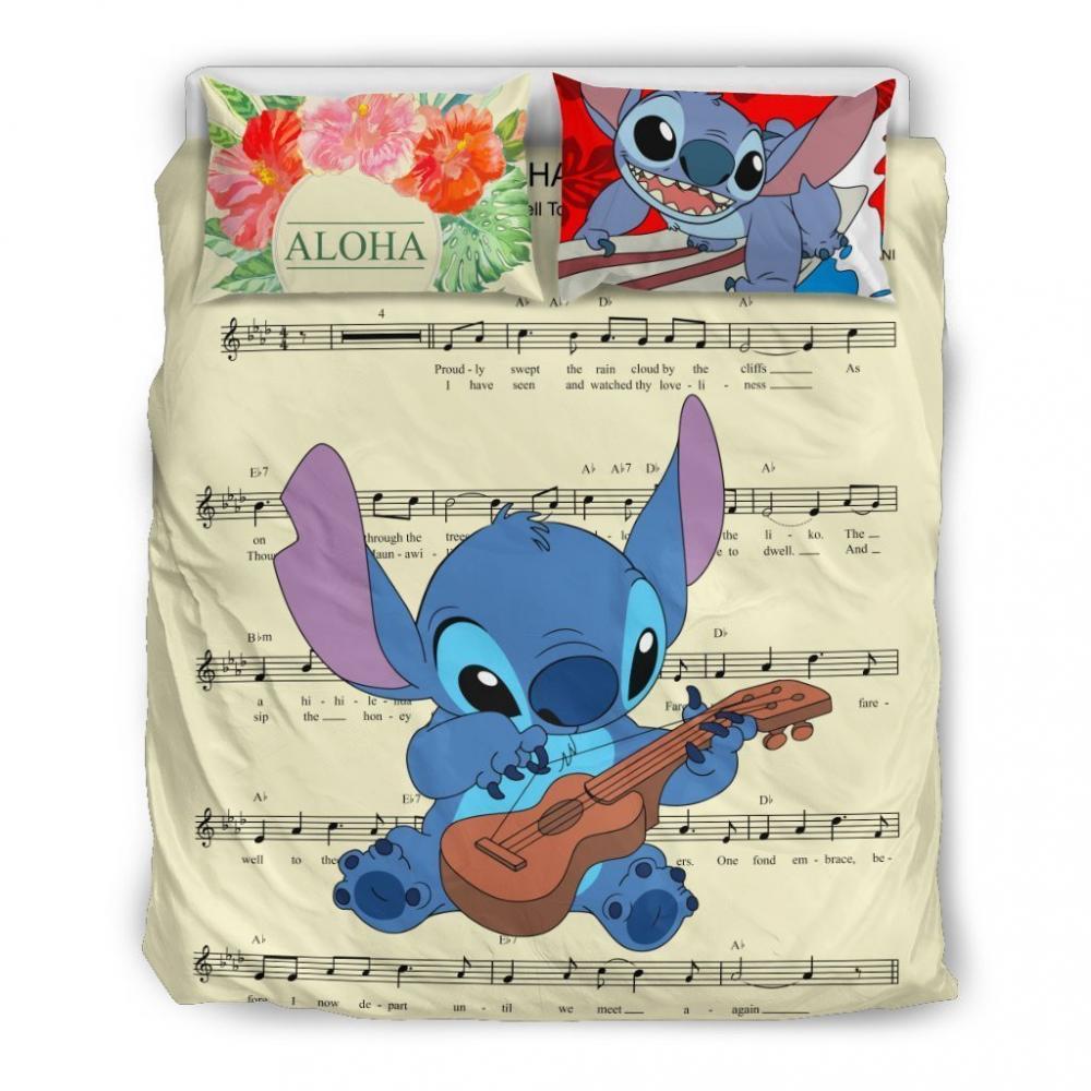 Parure de lit Stitch Disney, Note de musique Stitch Aloha Housse De Couette Ensemble De Literie Parure de lit Stitch Disney, Note de musique Stitch Aloha Housse De Couette Ensemble De Literie