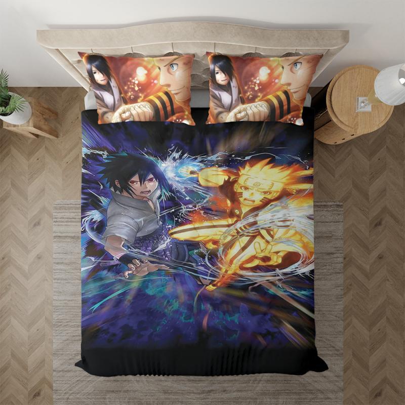 Parure de lit Uzumaki Naruto Uchiwa Sasuke Housse De Couette Ensemble De Literie